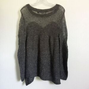 GUESS Gray Asymmetrical Sweater Slouchy Long Sleeve Loose Knit Faux Mohair Small